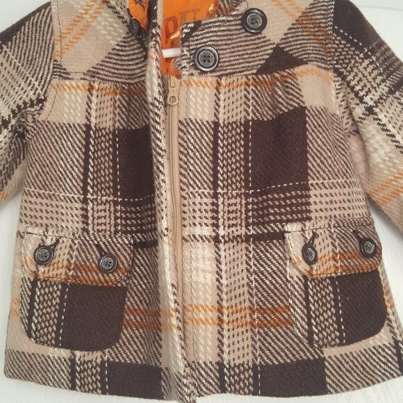 ELLE Brown Plaid Winter Coat Hood Vintage Style Retro - Picture 6 of 8